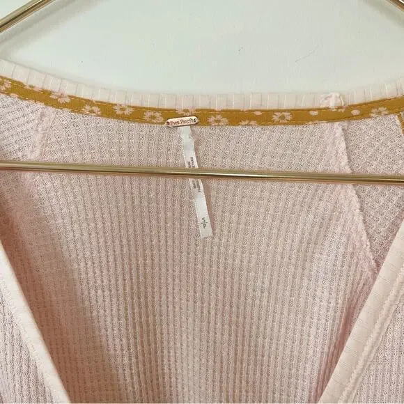 Free People Auxton Floral Thermal Wrap Top in Light Pink and Mustard S - Picture 9 of 10